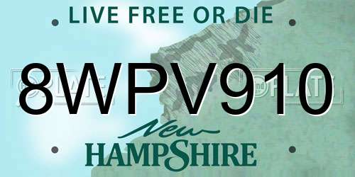 8WPV910 New Hampshire License Plate