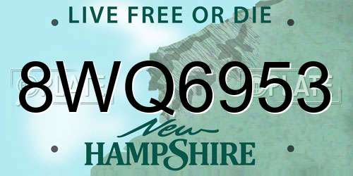 8WQ6953 New Hampshire License Plate