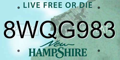 8WQG983 New Hampshire License Plate