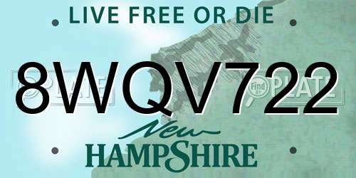 8WQV722 New Hampshire License Plate