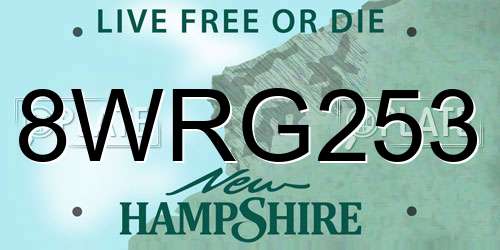 8WRG253 New Hampshire License Plate