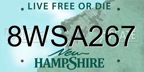 8WSA267 New Hampshire License Plate