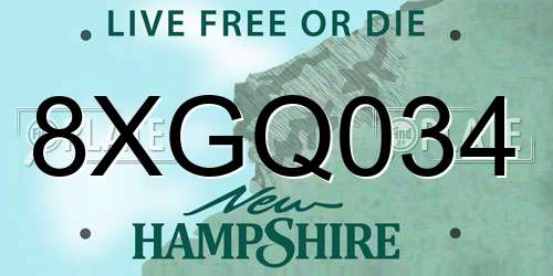 8XGQ034 New Hampshire License Plate