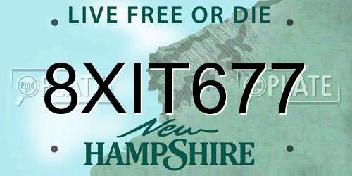 8XIT677 New Hampshire License Plate