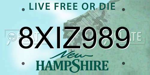 8XIZ989 New Hampshire License Plate