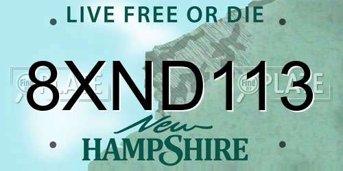 8XND113 New Hampshire License Plate