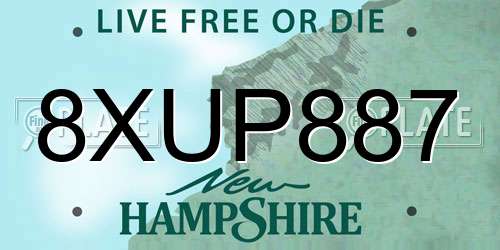 8XUP887 New Hampshire License Plate