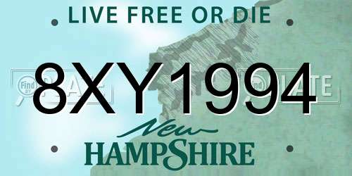 8XY1994 New Hampshire License Plate
