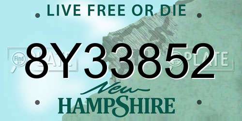 8Y33852 New Hampshire License Plate