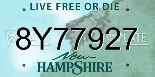 8Y77927 New Hampshire License Plate