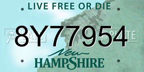 8Y77954 New Hampshire License Plate