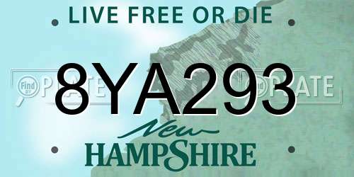 8YA293 New Hampshire License Plate