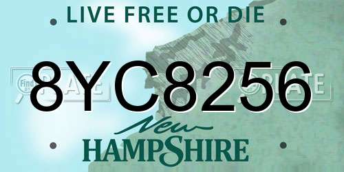 8YC8256 New Hampshire License Plate