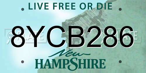 8YCB286 New Hampshire License Plate