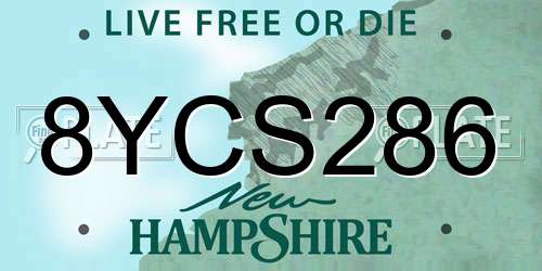 8YCS286 New Hampshire License Plate