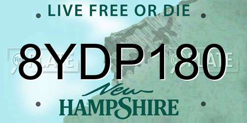 8YDP180 New Hampshire License Plate