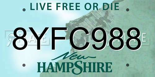 8YFC988 New Hampshire License Plate