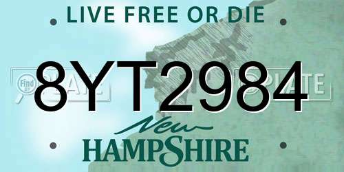 8YT2984 New Hampshire License Plate