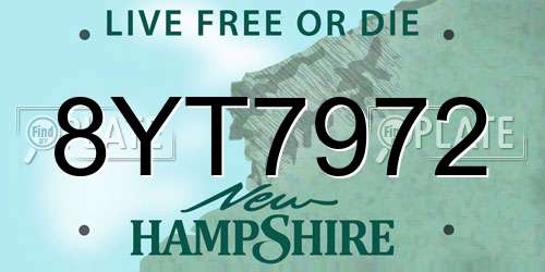 8YT7972 New Hampshire License Plate