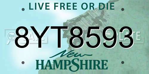 8YT8593 New Hampshire License Plate