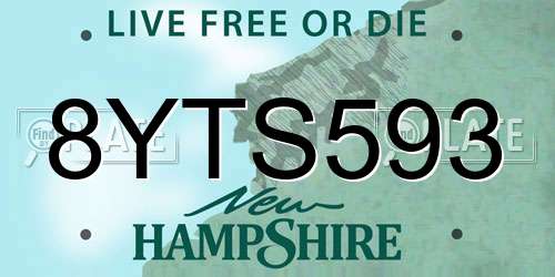 8YTS593 New Hampshire License Plate