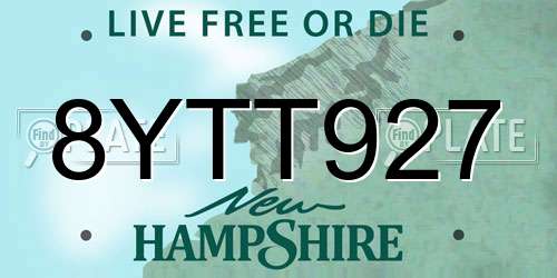 8YTT927 New Hampshire License Plate