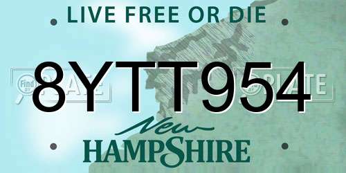 8YTT954 New Hampshire License Plate