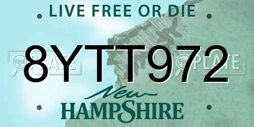 8YTT972 New Hampshire License Plate