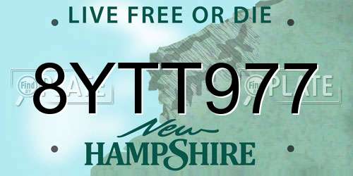 8YTT977 New Hampshire License Plate