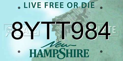 8YTT984 New Hampshire License Plate