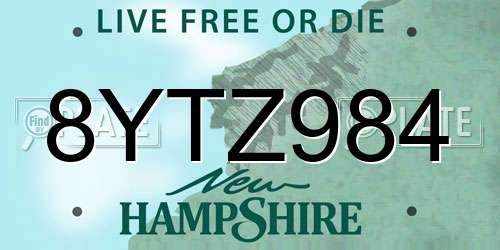 8YTZ984 New Hampshire License Plate
