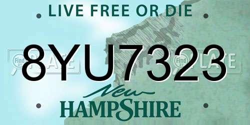 8YU7323 New Hampshire License Plate