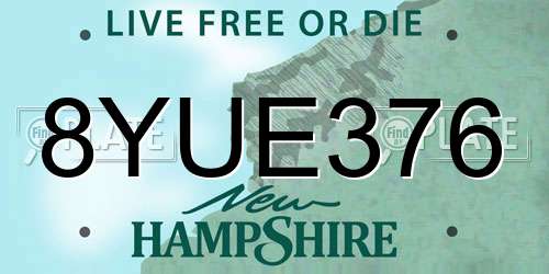 8YUE376 New Hampshire License Plate