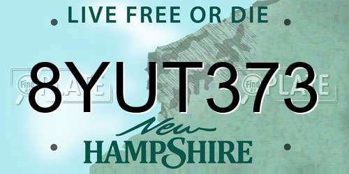 8YUT373 New Hampshire License Plate