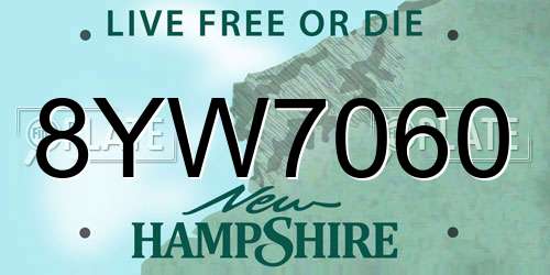 8YW7060 New Hampshire License Plate