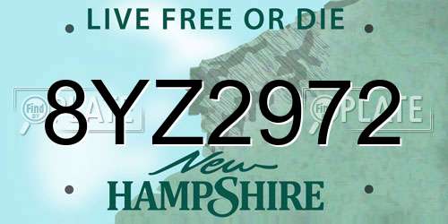 8YZ2972 New Hampshire License Plate