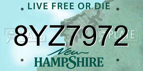 8YZ7972 New Hampshire License Plate