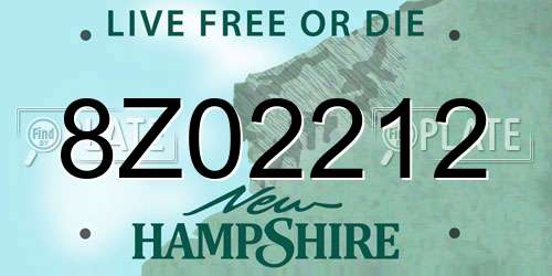 8Z02212 New Hampshire License Plate