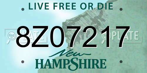8Z07217 New Hampshire License Plate