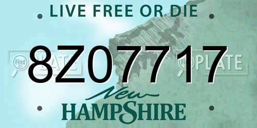 8Z07717 New Hampshire License Plate