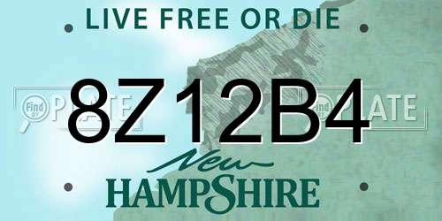 8Z12B4 New Hampshire License Plate