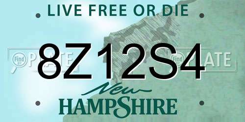 8Z12S4 New Hampshire License Plate
