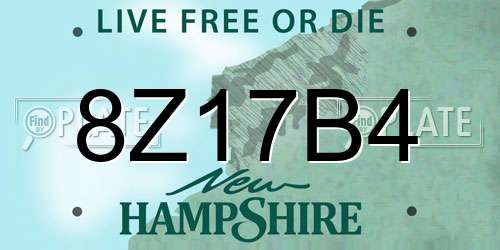 8Z17B4 New Hampshire License Plate