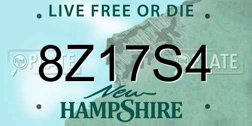 8Z17S4 New Hampshire License Plate
