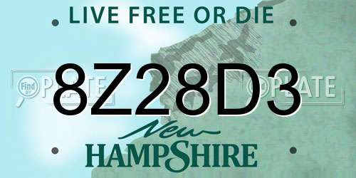 8Z28D3 New Hampshire License Plate