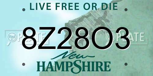 8Z28O3 New Hampshire License Plate