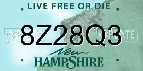 8Z28Q3 New Hampshire License Plate
