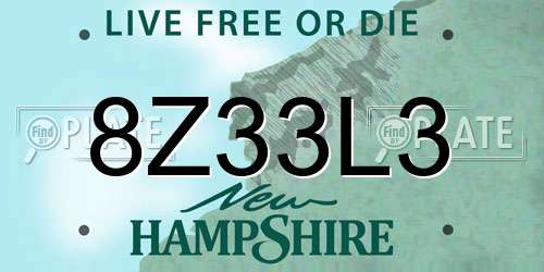 8Z33L3 New Hampshire License Plate