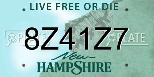8Z41Z7 New Hampshire License Plate