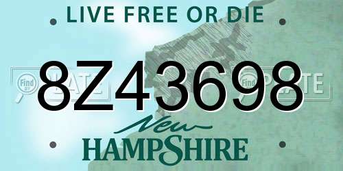 8Z43698 New Hampshire License Plate